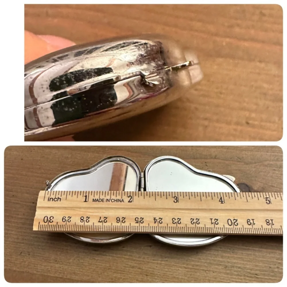 Four small compact makeup purse mirrors Red Glitter Diamond Crystals Hearts - Picture 13 of 16